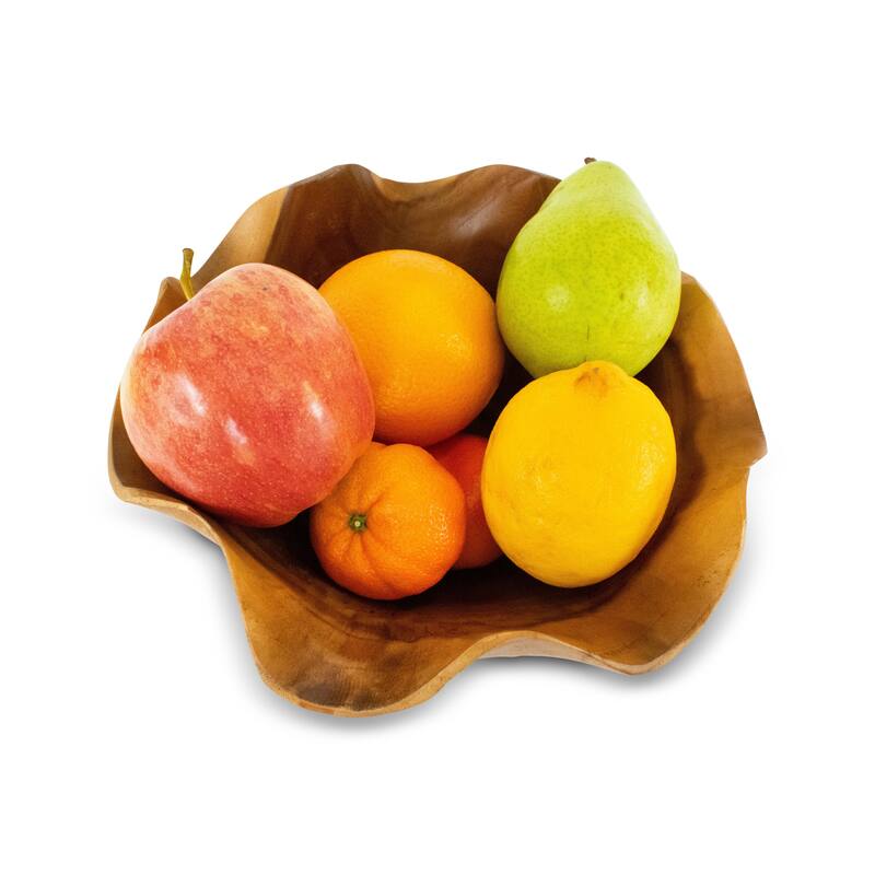 Wood Wave-Edge Bowl - Hand Carved Decorative Fruit or Salad Bowl, Rustic Centerpiece - 9" diameter x 6" tall