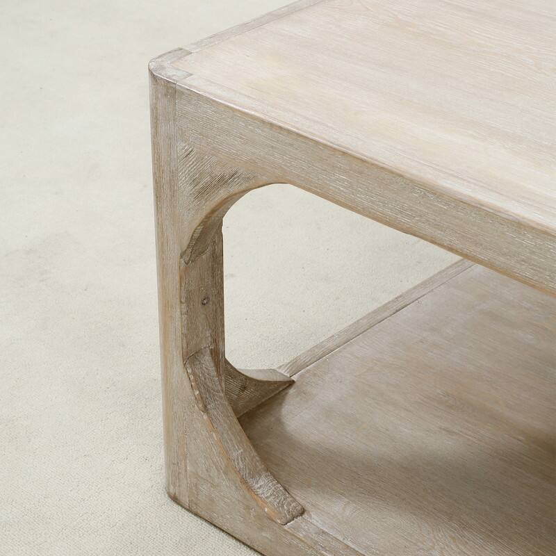 Artissance Reclaimed Wood Peking Ming Coffee Table, Large, 67 Inch Long, Weathered White Wash