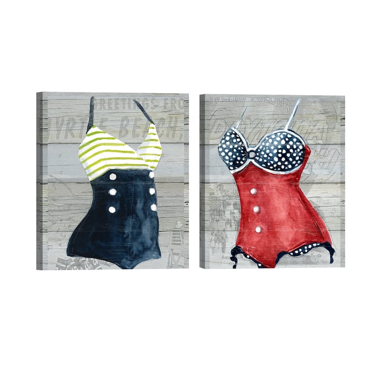 Vintage Swimwear I & II on Wood by Carol Robinson Canvas Art Prints