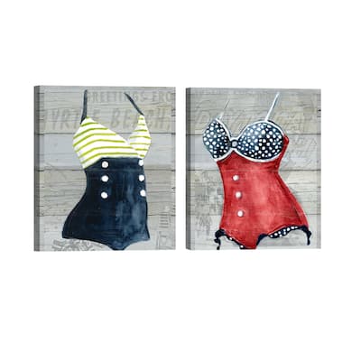 Vintage Swimwear I & II on Wood by Carol Robinson Canvas Art Prints
