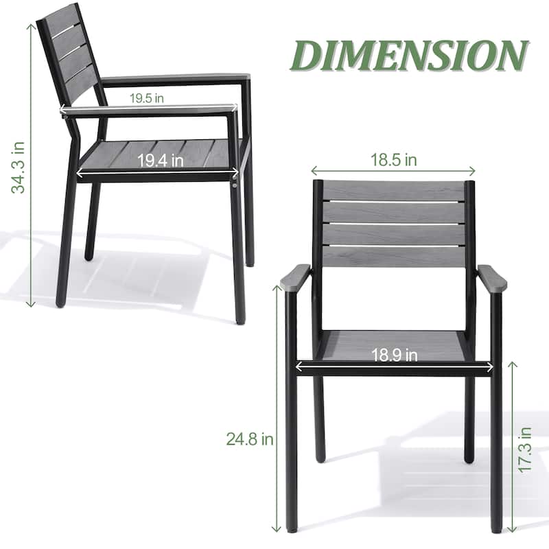 VredHom Outdoor Aluminum Stackable Dining Chairs with Armrest