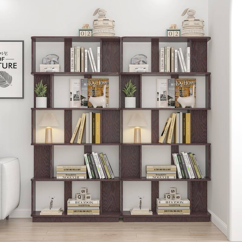 31.5"L X 64.56"H Free Combination Bookshelf Modern 5-Tier Open Storage Bookcase Mdf Wood Display Shelving, Media Storage Shelves