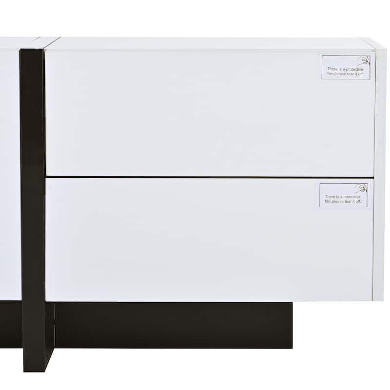 74.8" TV Stand with High Gloss UV Surface, 2 Small Drawers and 3 Big Cabinets for TVs Up to 80"