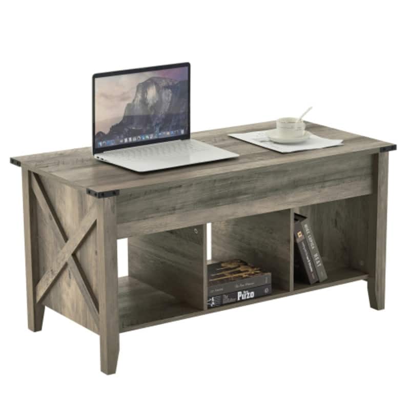 VINGLI Water-washed Gray Extensible Lift Coffee Table