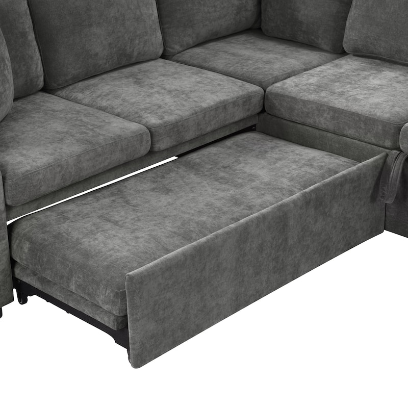Roomfitters L-Shaped Sectional Sofa Bed with Sleeper and Hidden Storage Compartment for Living Room