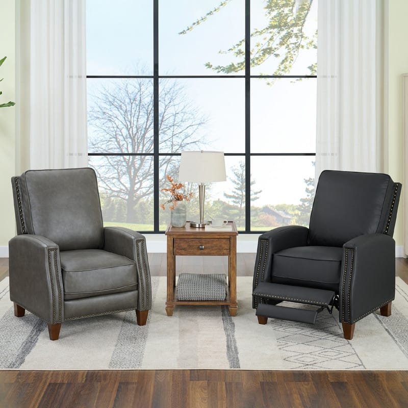 Spruce & Spring Alston Push Back Recliner Chair with Nailhead Trims for Living Room