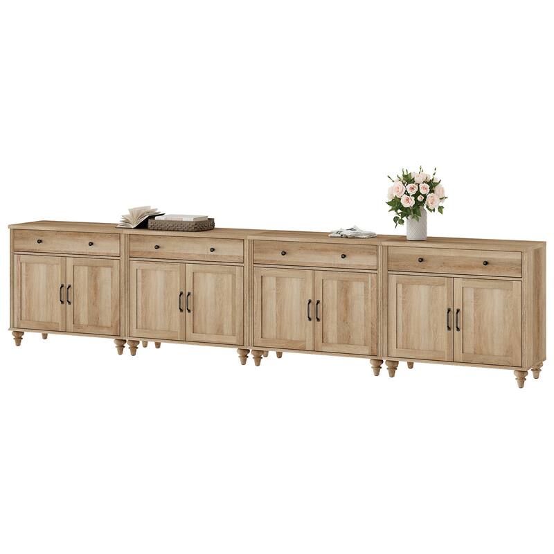 Farmhouse TV Stand for 75 inch TV, TV Console with Storage