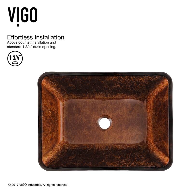 VIGO Donatello 18"L x 13"W Glass Vessel Sink and Niko 11"H Faucet Set