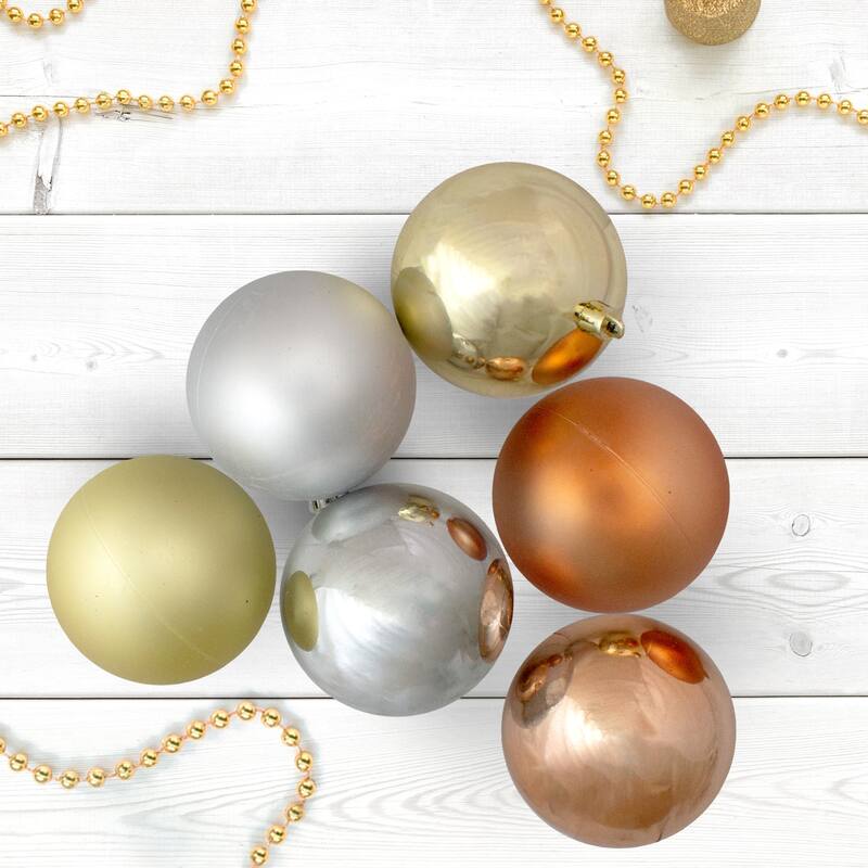 32ct Silver Gold Shatterproof 2-Finish Christmas Ball Ornaments 3.25"