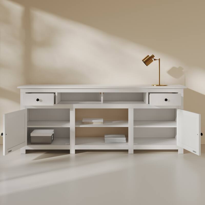 Moasis 70"W Farmhouse TV Stand, Entertainment Center with Power Outlet