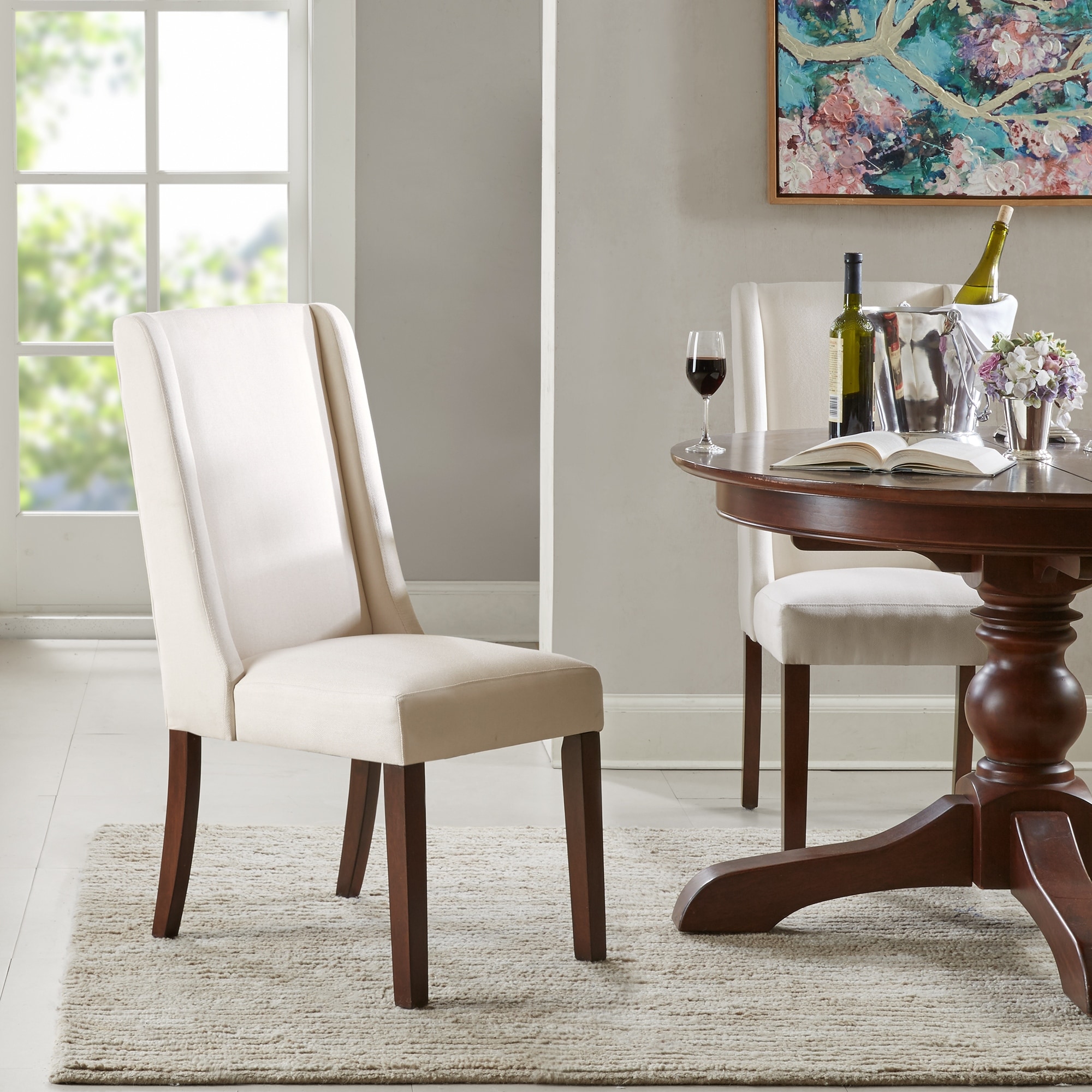 Madison Park Victor Cream Wing Dining Chair Set of 2 18.5 W x 27 D x 39.25 H 2 On Sale Bed Bath Beyond 13925546