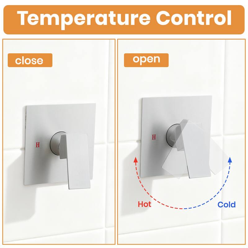 8-Inch Brushed Wall-Mounted Shower System with Rainfall Showerhead and Zinc Alloy Handle