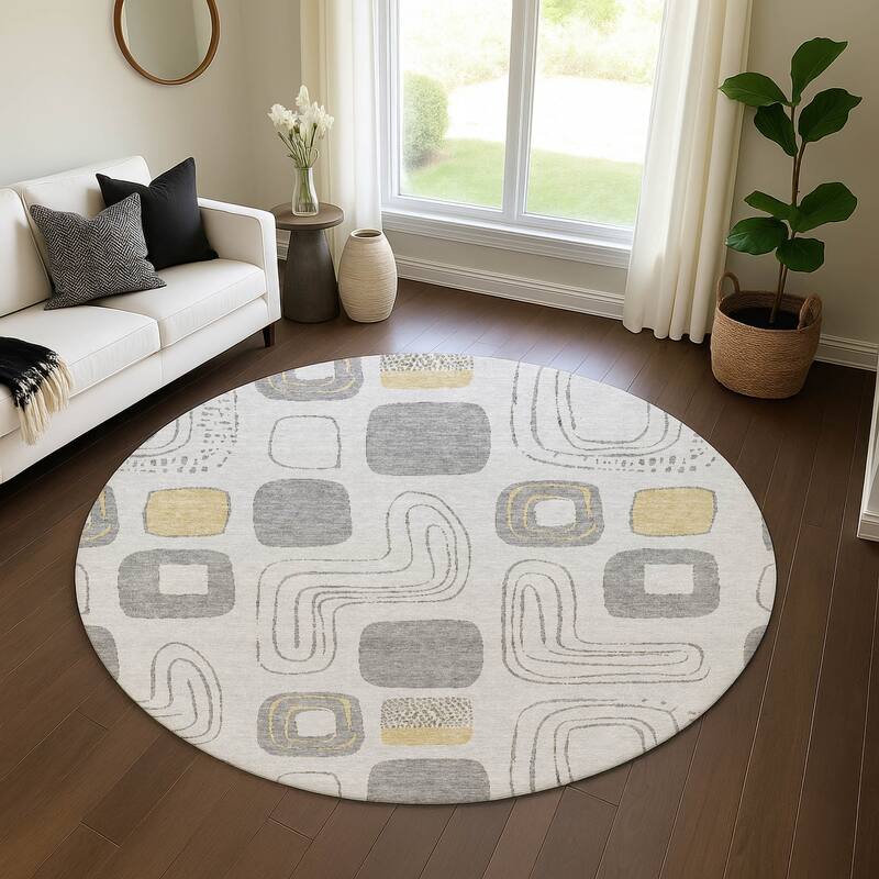 Premium Washable Super Soft Contemporary Elements Mayfield Rug - Gray - 8' x 8'