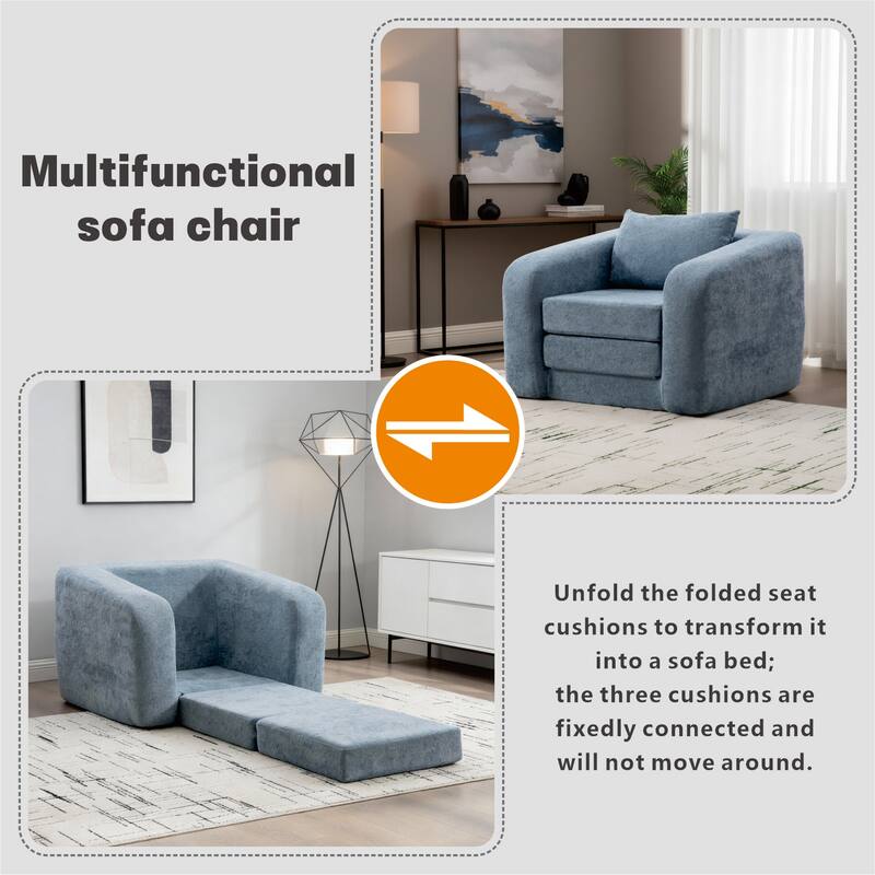 40"W Single Foldable Sofa Bed Equipped with Armrest and Backrest