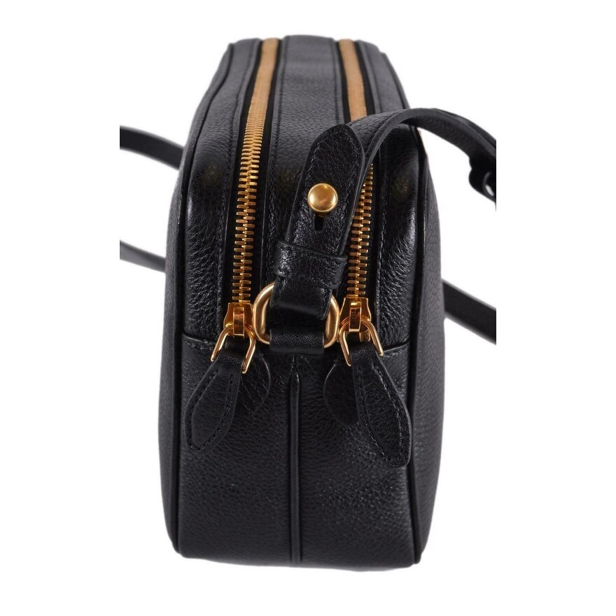 Shop Prada 1bh079 Black Vitello Phenix Leather Bandoliera Double