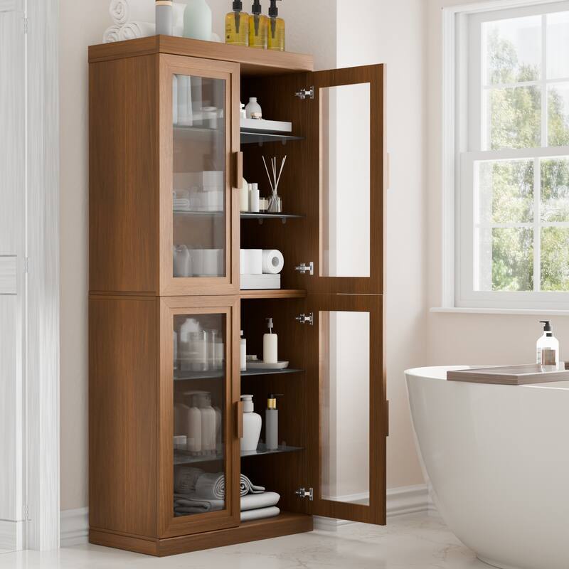 Dovelina Sideboard Buffet Storage Cabinets with Adjustable Shelves,Glass Door - 72"Lx31"H