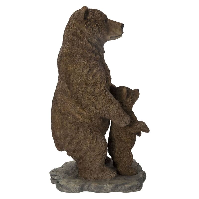 Mother and Baby Brown Bears Outdoor Garden Statue - 24.5"