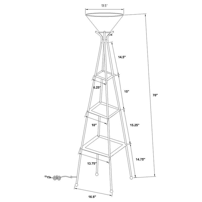 Sentinel Black 3-Shelf Frosted Torchiere Floor Lamp