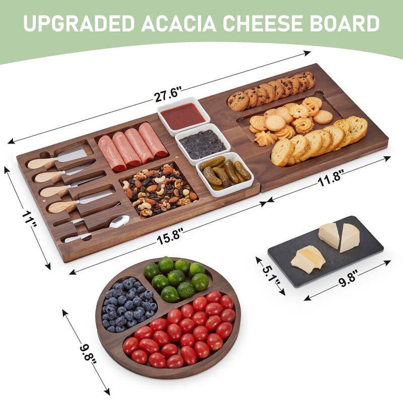 (27.6" X 11") Magnetic Extra Large Cheese Board Set with Charcuterie Boards And Knife set