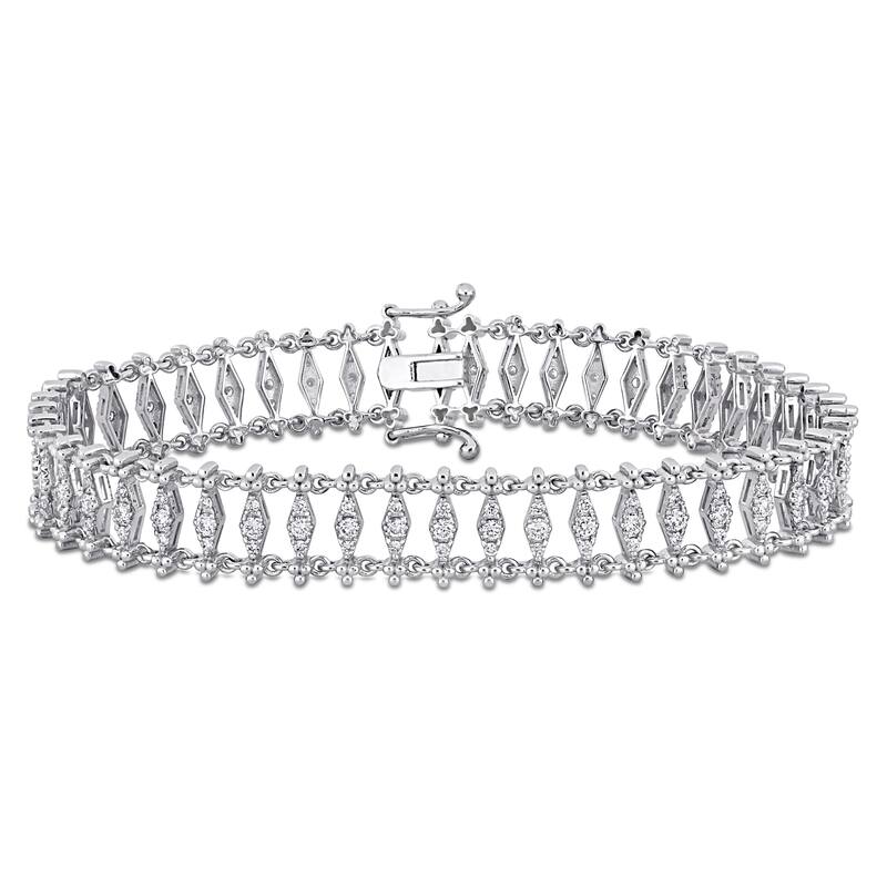 Miadora 1 1/2ct TDW Diamond Vintage Bracelet 14k White Gold