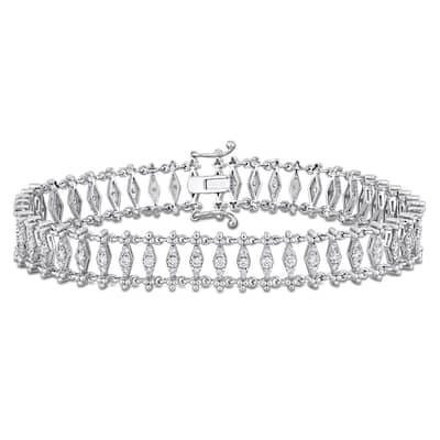 Miadora 1 1/2ct TDW Diamond Vintage Bracelet 14k White Gold