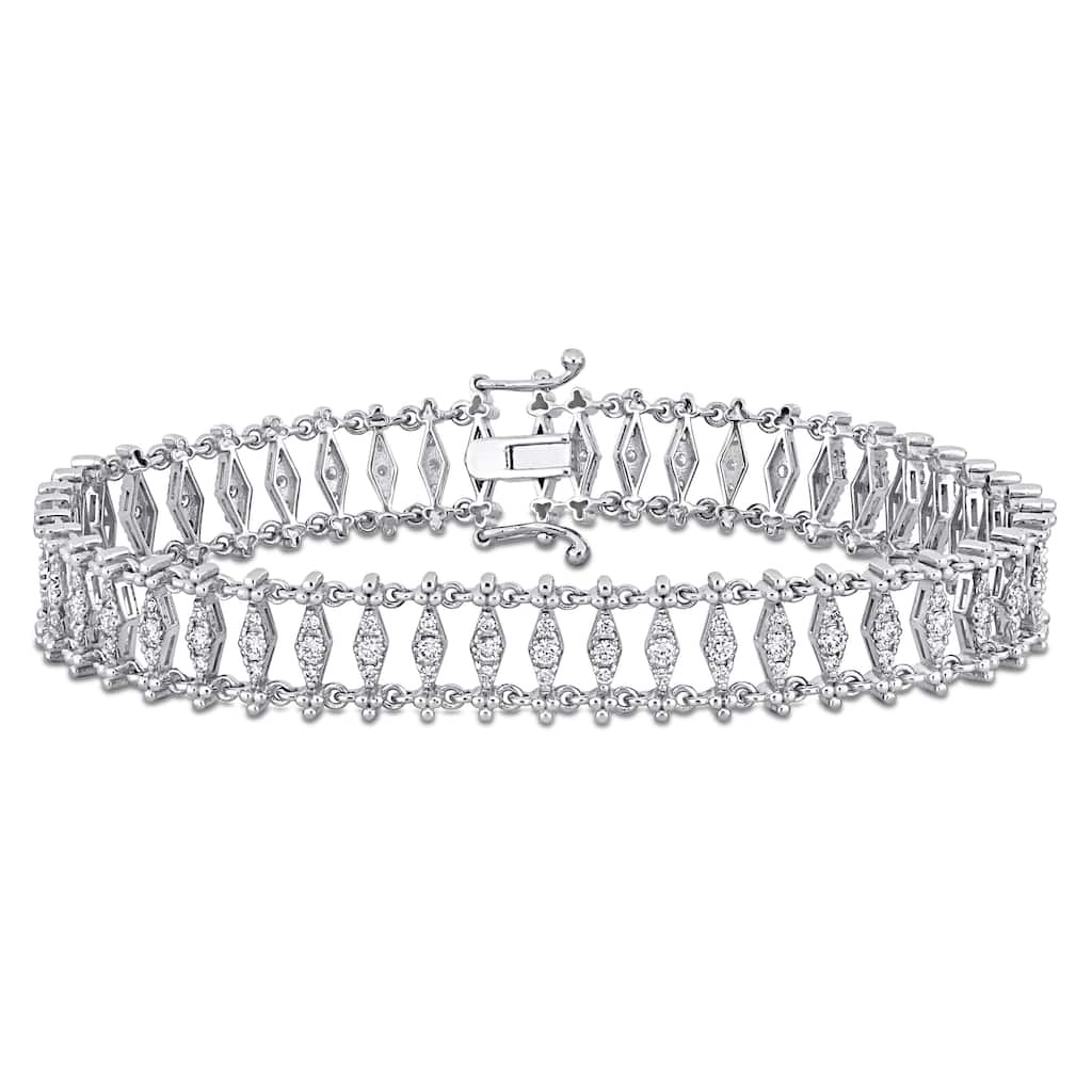 Miadora 1 1/2ct TDW Diamond Vintage Bracelet 14k White Gold