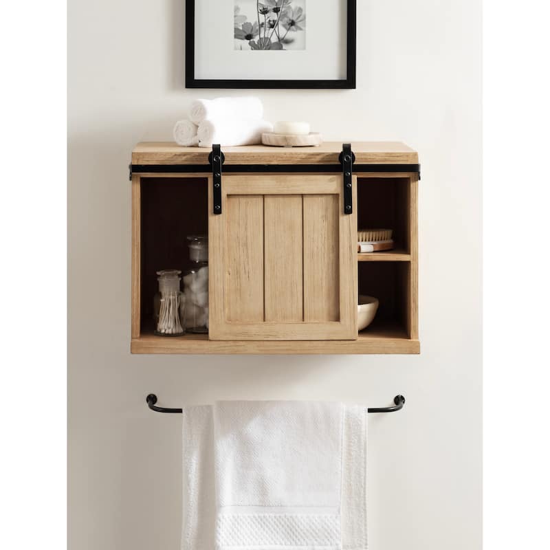 Kate and Laurel Cates Wood Floating Side Table with Cabinet