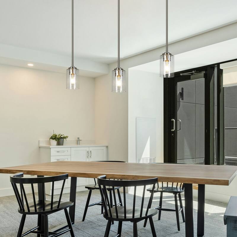Modern 1-Light Seeded Glass Pendant Light for Dining Kitchen Commercial Spaces - D3.9" x H7.2"