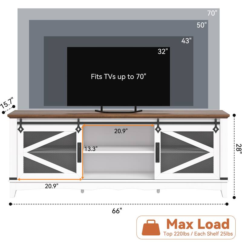 TV Stand for 65+ Inch TV Entertainment Center TV Media Console Cabinet - 59"