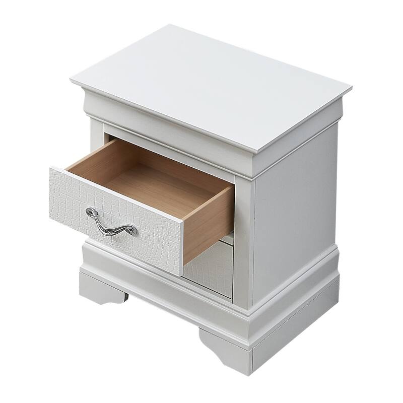 Wooden Nightstand with 2-Drawers - 24" - Silver
