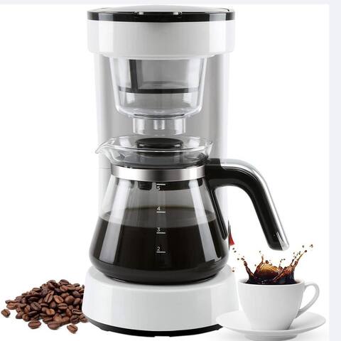Coffee Maker 5-Cup Small Drip Coffee Machine With Reusable and Removable Coffee Filters, Anti-Drip Function, Keep Warm