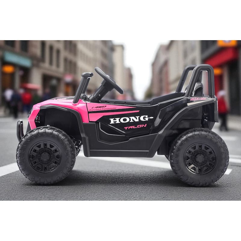 12V Kids Electric Ride On UTV Car with Remote Control, Battery Powered Toy Vehicle with Seat Belt & LED Lights, Ages 3-6