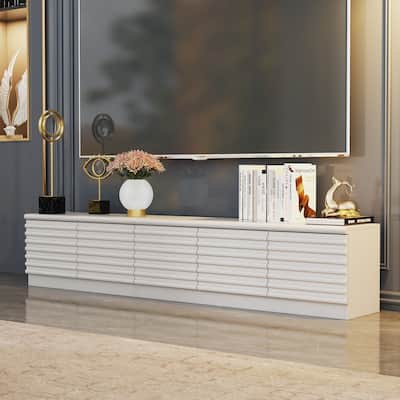 Modern Black TV Stand with Storage Cabinets for Living Room