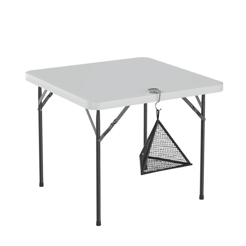 34" Folding Square Table Portable Plastic Dining Card Table for Kitchen or Outdoor Party Wedding Event - White