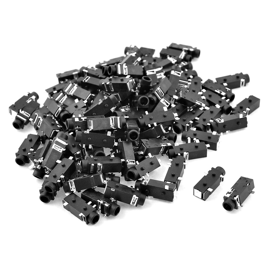 Unique Bargains 100 Pcs 5 Pin Terminals Female 3 5mm Audio Jack Socket Connector Black Overstock 18263057
