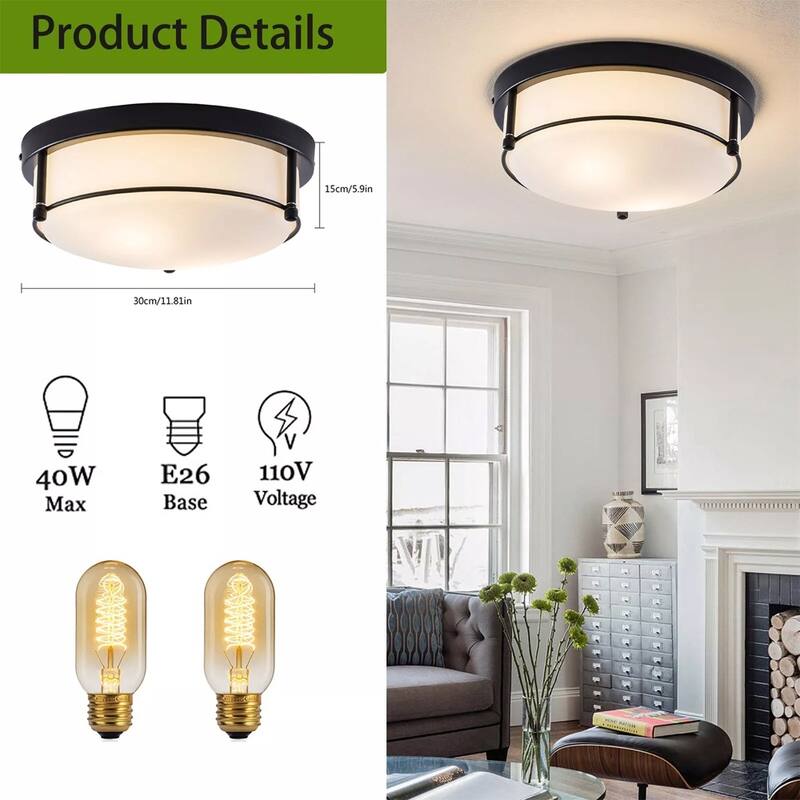 Flush Mount Pendant Chandelier LED Ceiling Lighting Fixture - 11" x 6"