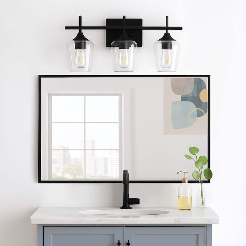 GetLedel 3-Light Dimmable Bathroom Vanity Light Wall Sconce with Clear Glass Shades