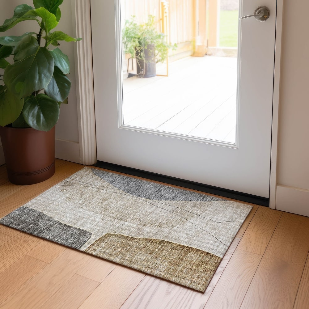 Machine Washable Indoor/ Outdoor Chantille Modern Abstract Rug