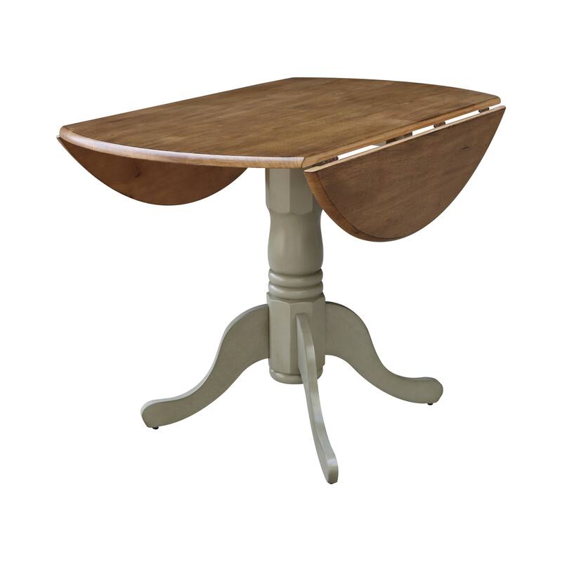 Round Pedestal Base Solid Wood 42-inch Drop-leaf Dining Table