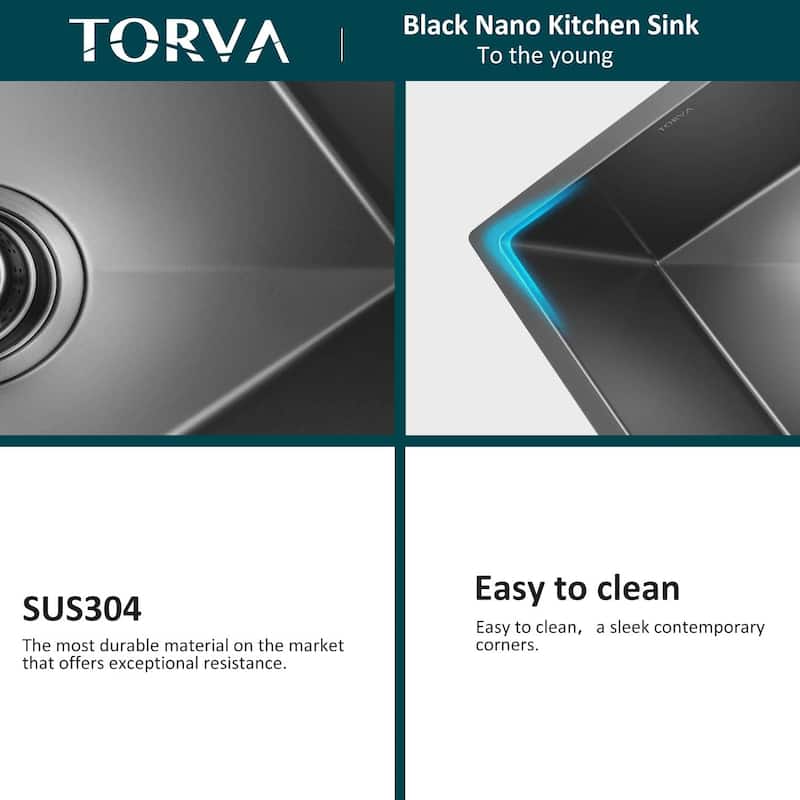 Undermount Stainless Steel Kitchen Sink -Black-Single Bowl