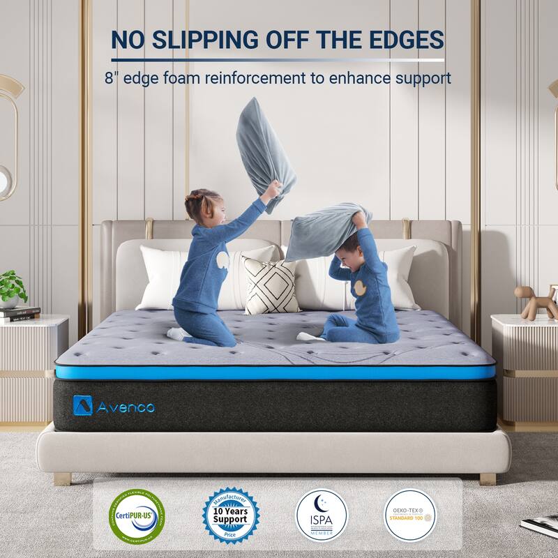 12 Inch Hybrid Mattress in a Box, Medium Firm Pocket Spring and Gel Memory Foam Mattress, Edge Support, CertiPUR-US Certified