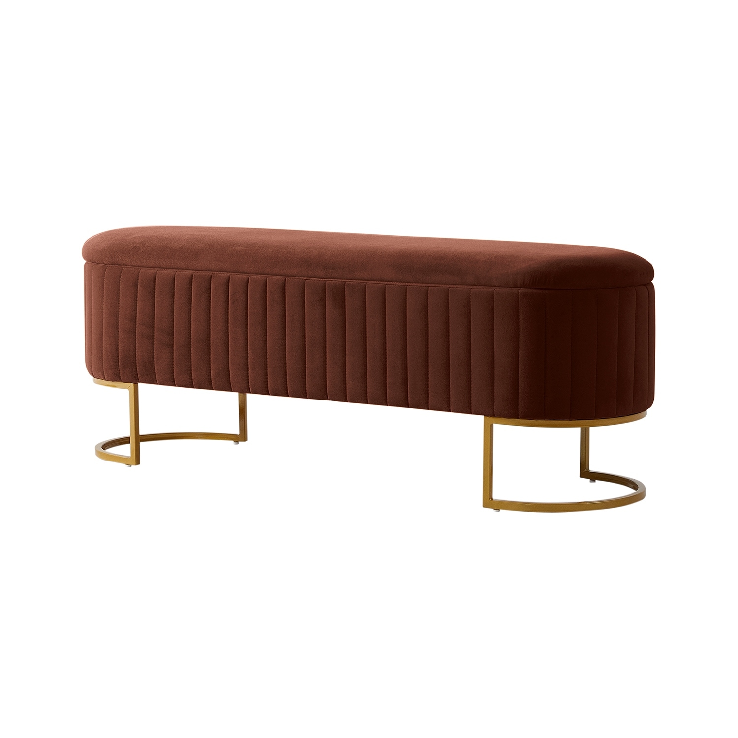 Paula Modern 50.5" Wide Velvet Flip Top Storage Soft Bench with Metal Base by HULALA HOME