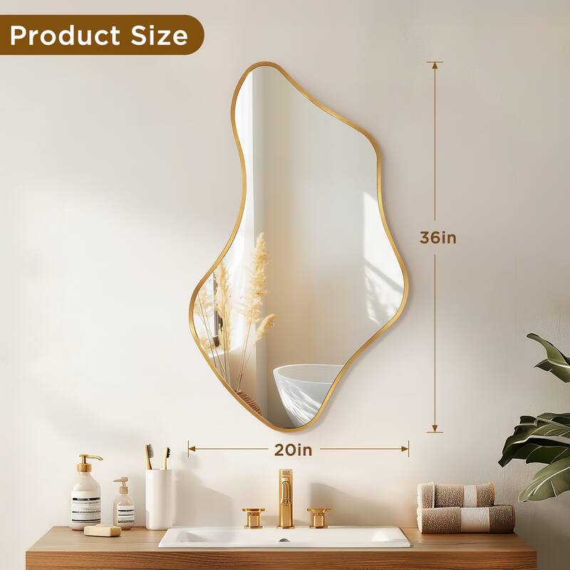 Irregular Asymmetric Aluminum Alloy Framed Wall Mirror