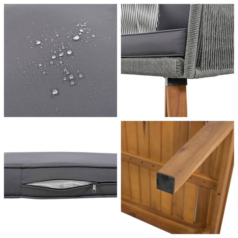 4-Piece Patio Conversation Set with Cushions and Solid Wood Loveseat