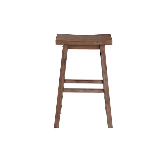 The Gray Barn Vermejo Wire-brushed Rubberwood Saddle Stool