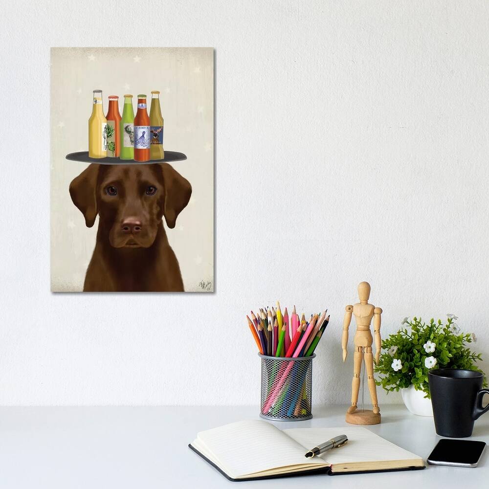 iCanvas "Labrador Chocolate Beer Lover" by Fab Funky Canvas Print