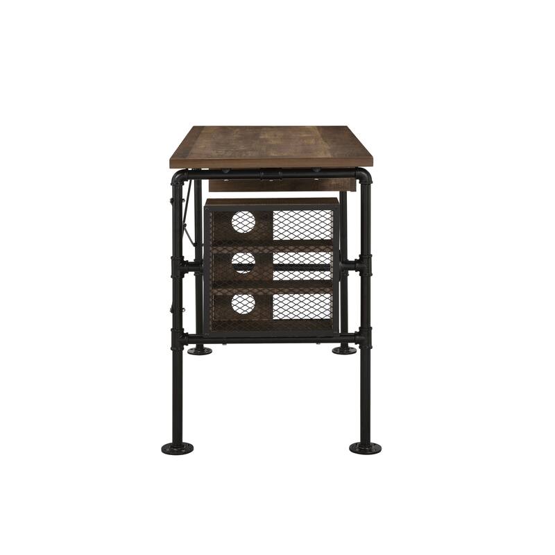 Versatile Weathered Oak Writing Desk with Efficient Storage Options