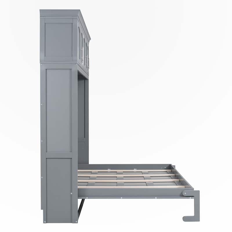 Full Size Murphy Bed Wall Bed with Top Cabinets