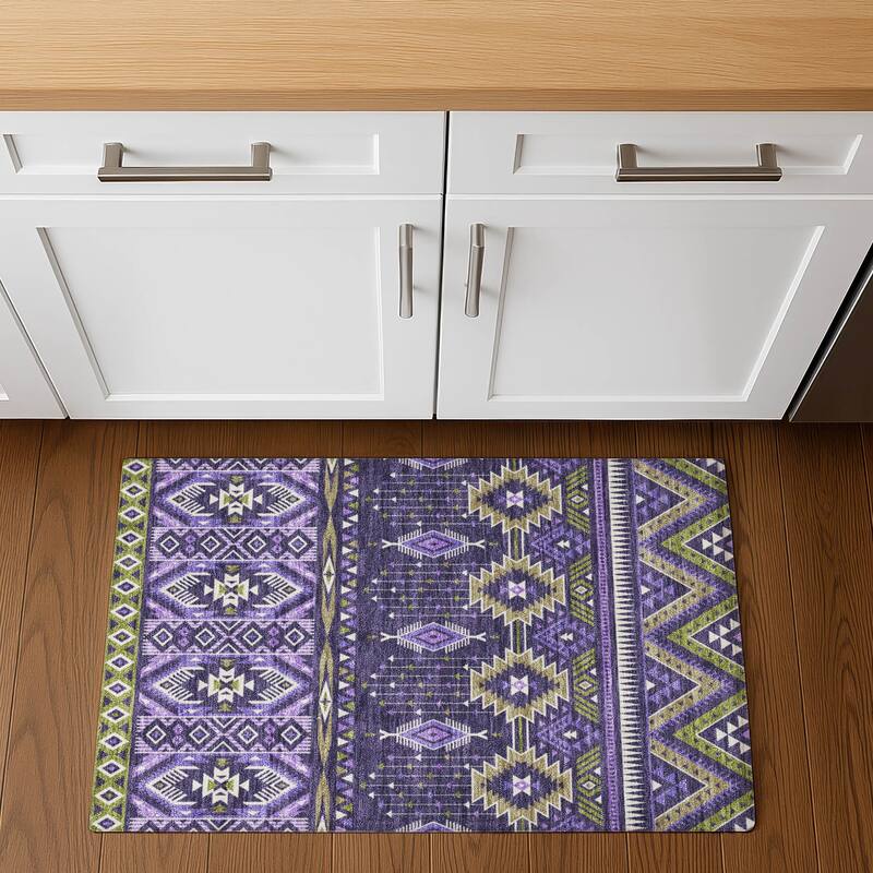 Premium Washable Super Soft Global Inspiration Mayfield Rug - Purple - 1'8" x 2'6"