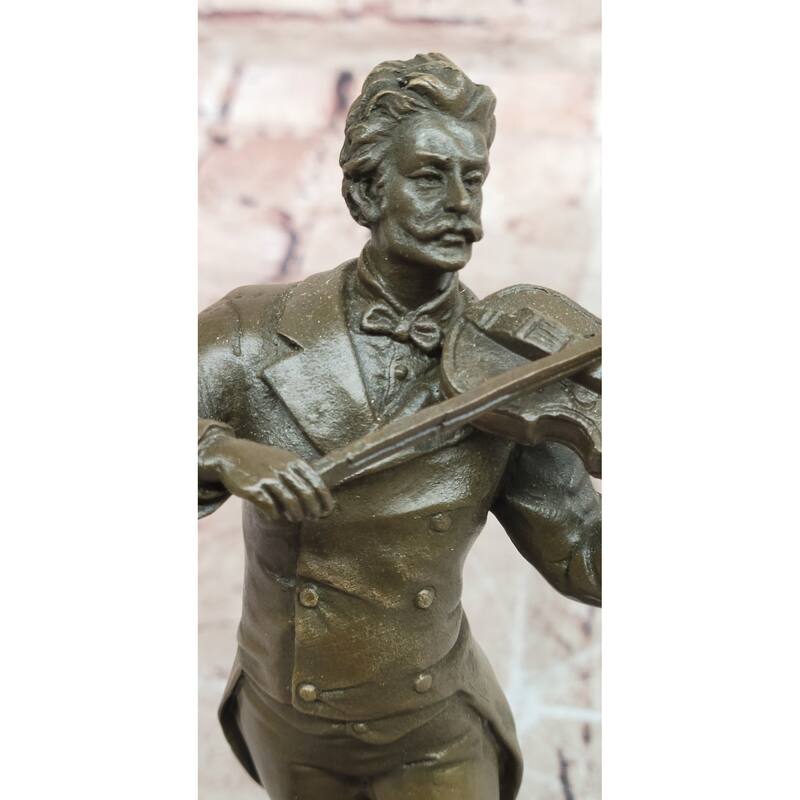 Bronze Sculpture Of Johann Strauss Playing The Violin Hot Cast Figurine Figure
